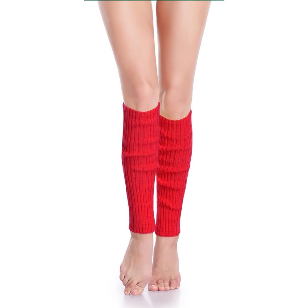 Womens Leg Warmers Knitted Red Dance Costume 1980s Leg Warmers Party Gift USA